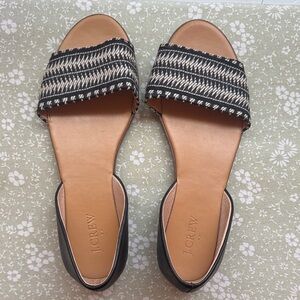 J. Crew Factory Black and White Patterned Flats Sandal Size 9